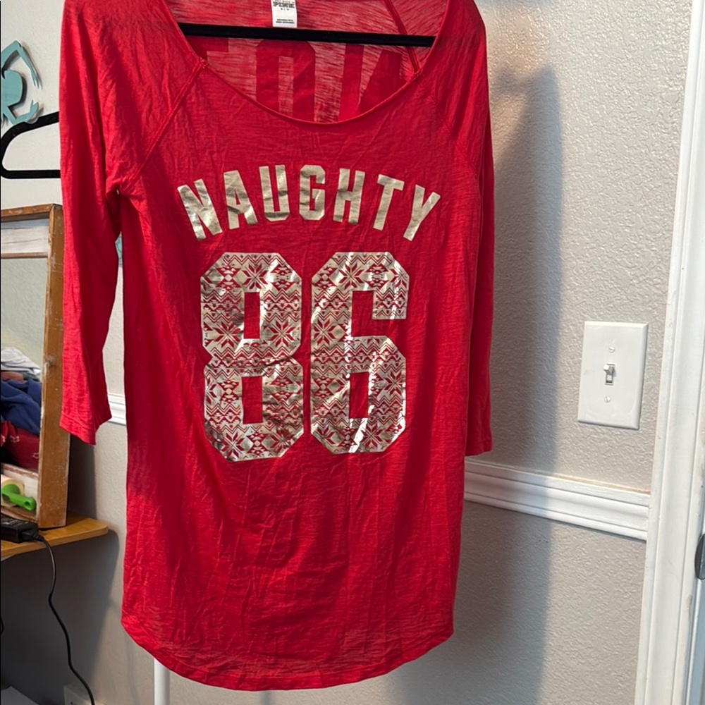 PINK Victoria's Secret Red Sequin Graphic Tunic Chemise